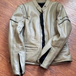 FRANK THOMAS FTL 222 LADY RIDER KHAKI sz 10 US LEATHER BIKER JACKET
